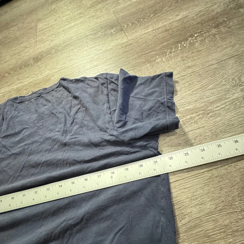 Buck Mason Shirt Mens M Blue Cotton Slub Curved Hem Tee Heritage Made in USA